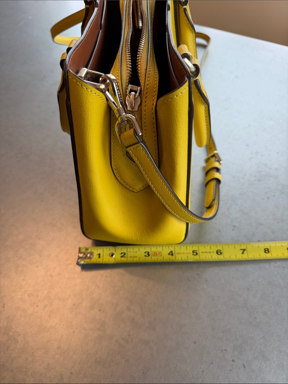 Kate Spade Tippy Small Triple Compartment Grain Leather Satchel In Chartreuse - Picture 13 of 13